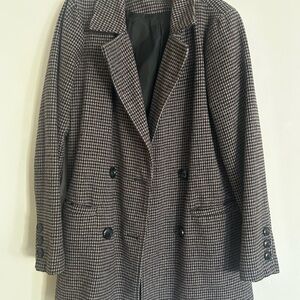 JustFab Houndstooth Blazer in Black and Brown